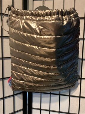 Top Trenz Metallic Bronze Quilted Drawstring Backpack